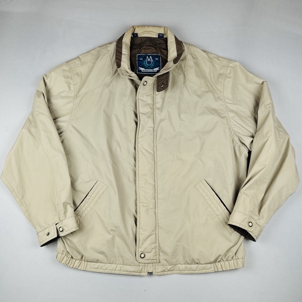 Vintage Members Only Jacket Tan Cafe Racer Cotton Blend L